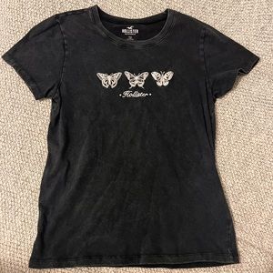 Hollister Black Washed Crop Tee
